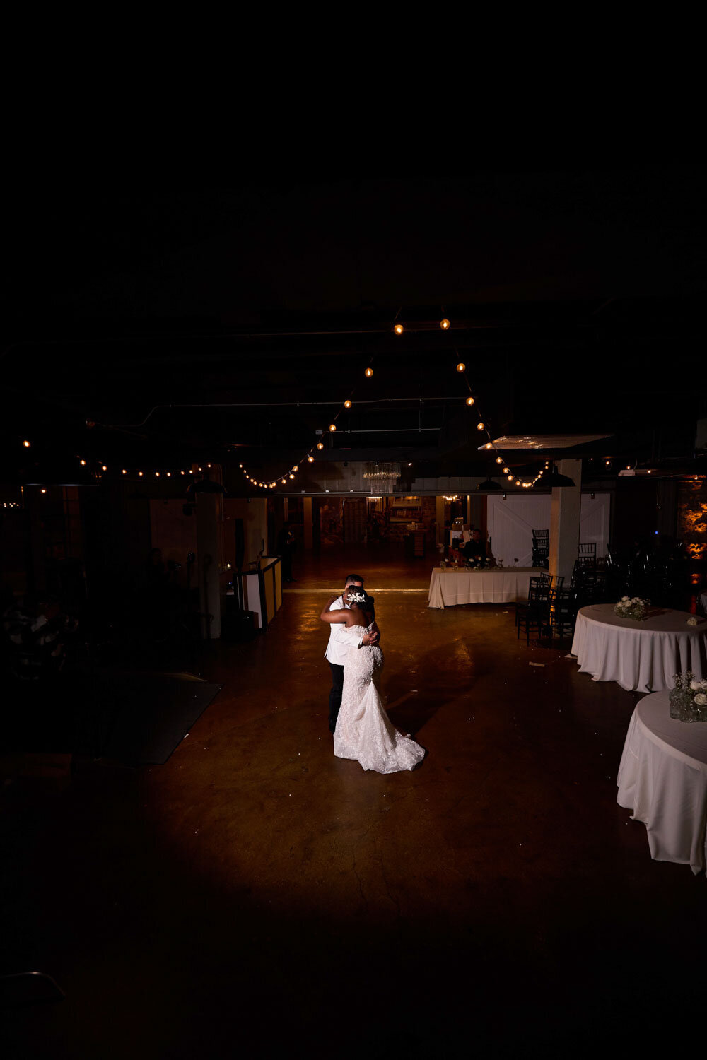 Bride and groom's sweet dance in the wedding reception