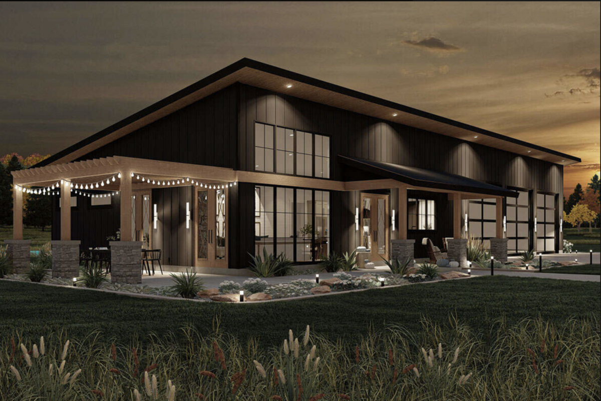 New Build Modern Lake Home Mooresville NC black siding big windows 