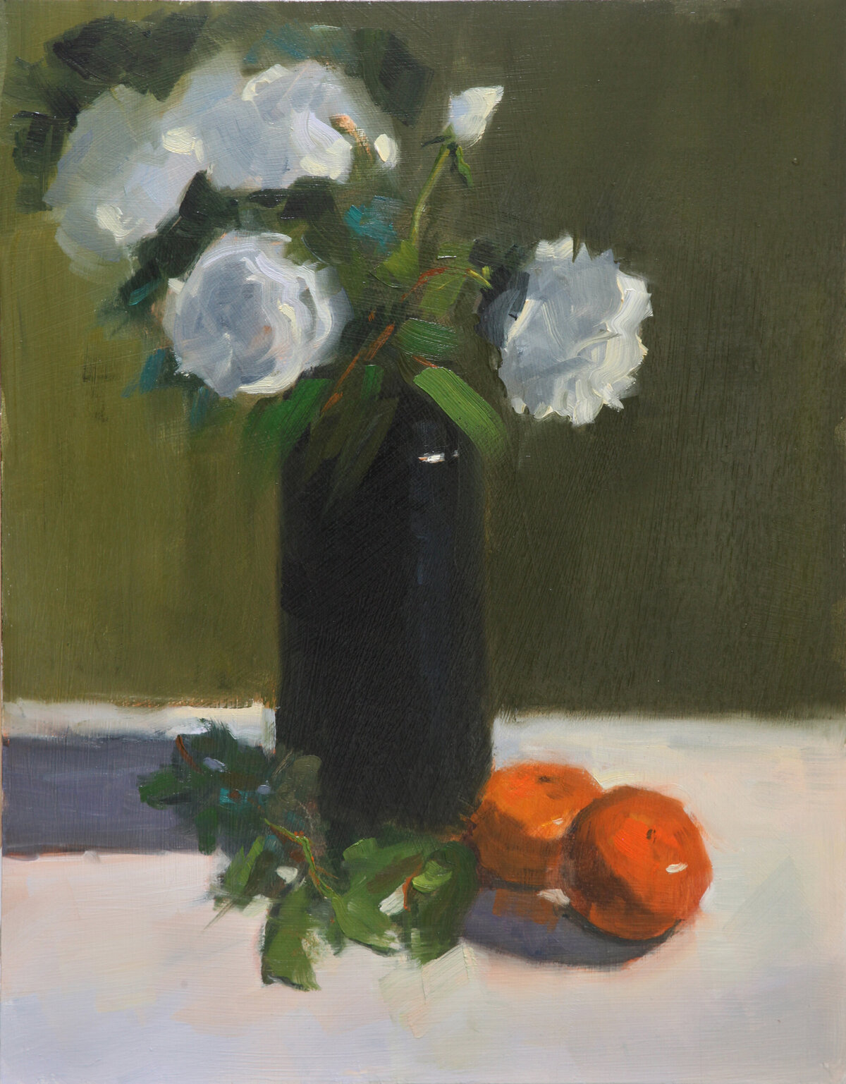 White flowers and oranges