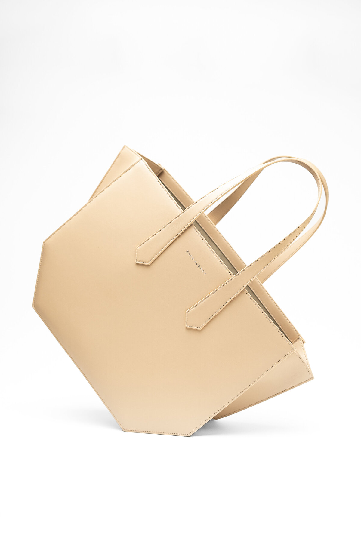 Sage Aubry geometric leather tote in tope