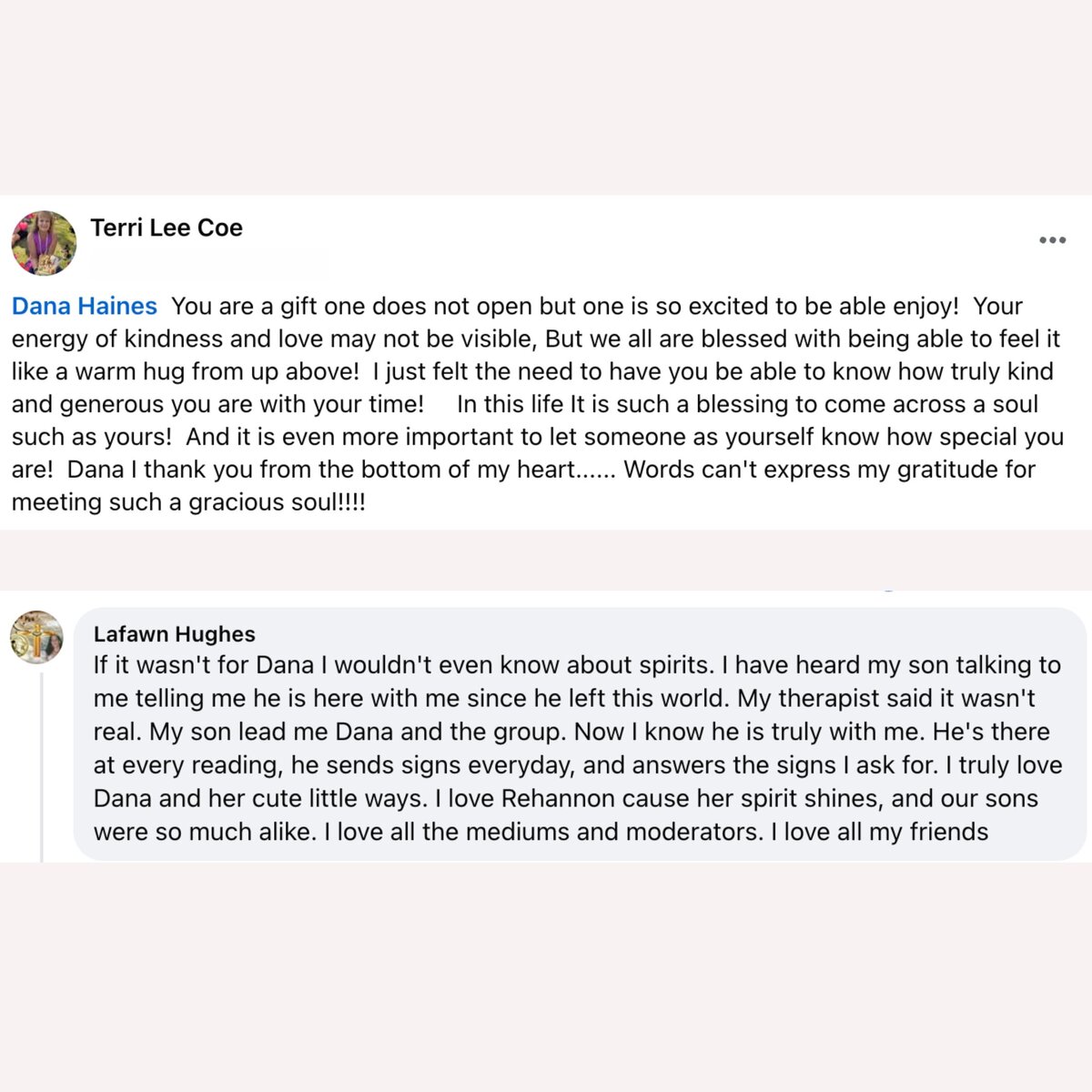 medium  testimonials with medium dana haines for psychic reading mediumship reading