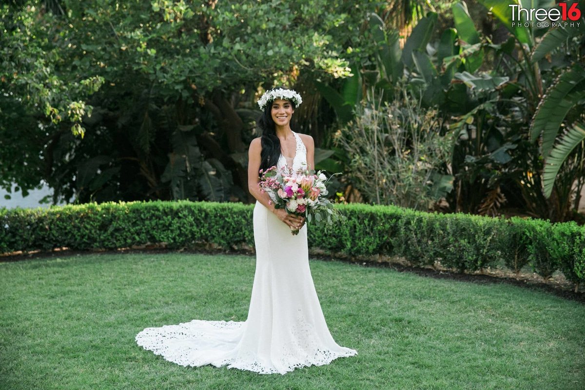 Bride beams with happiness