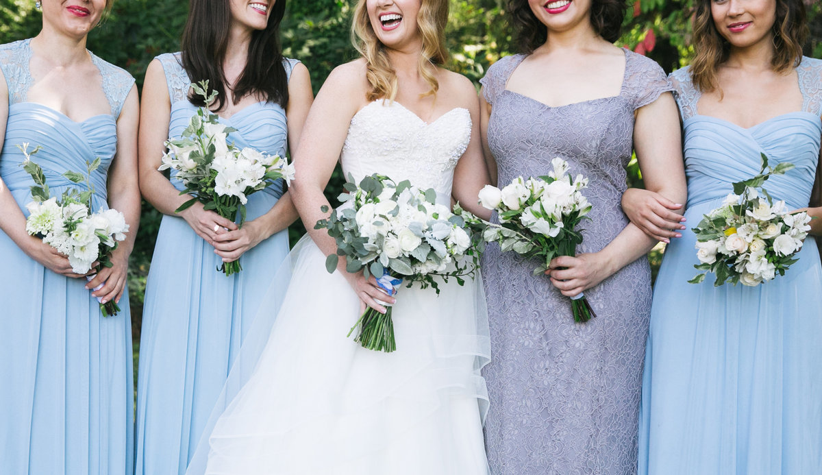 Bridesmaids with blue dresses Nevada City, CA
