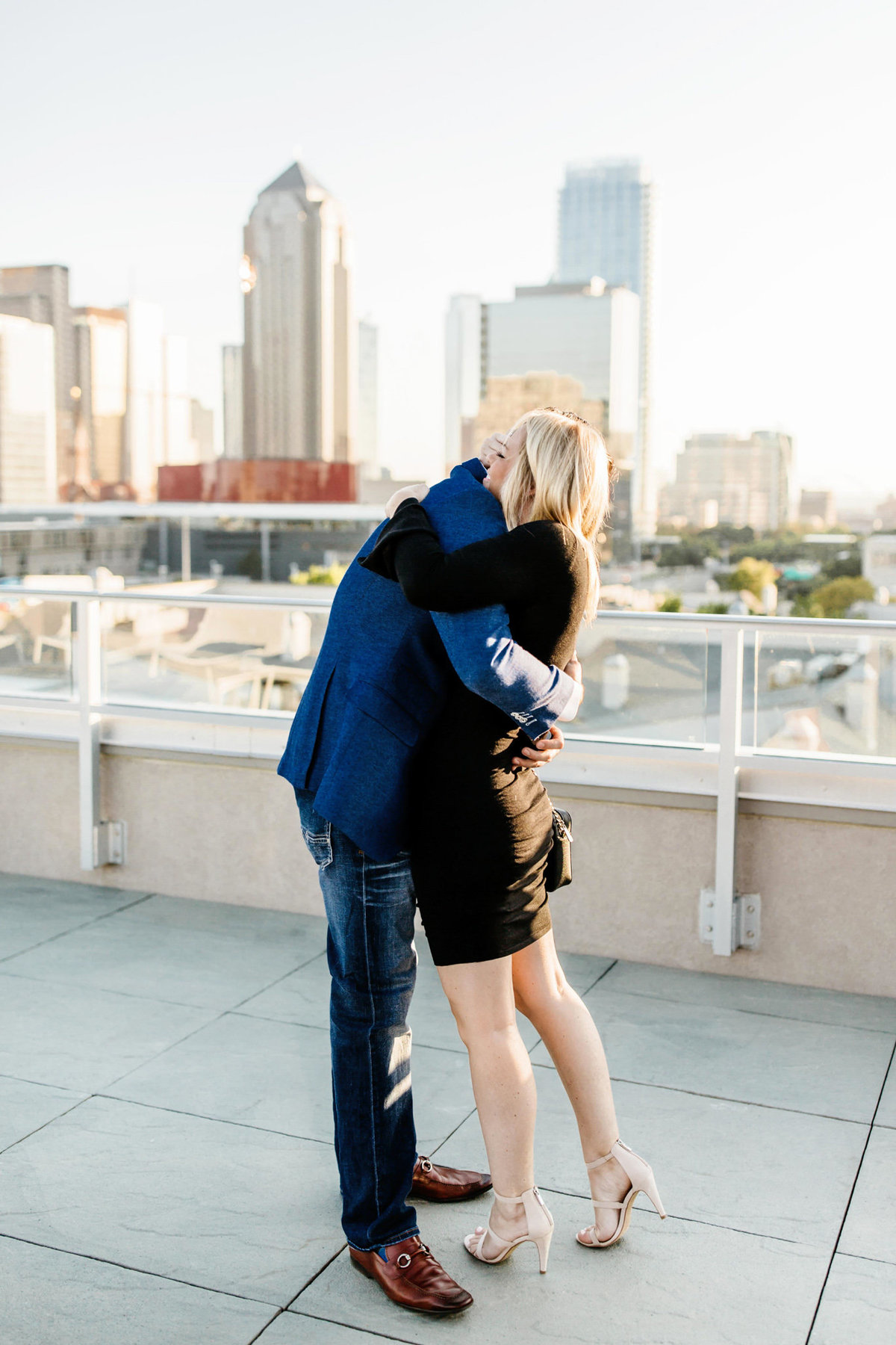 Eric & Megan - Downtown Dallas Rooftop Proposal & Engagement Session-39