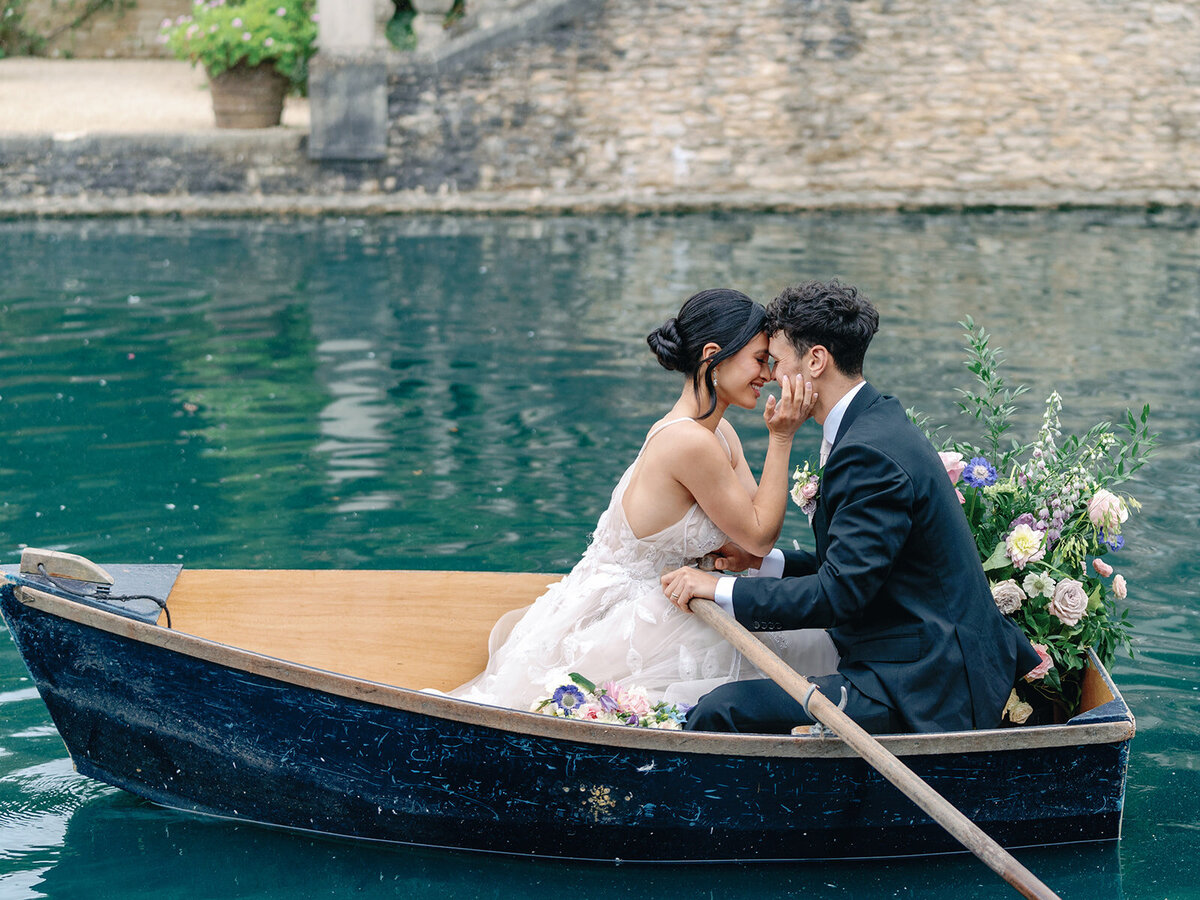 Bride and groom at the lake at Euridge Manor