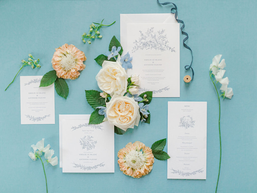 luxury wedding flatlay design with flowers gigi fine art wedding photography