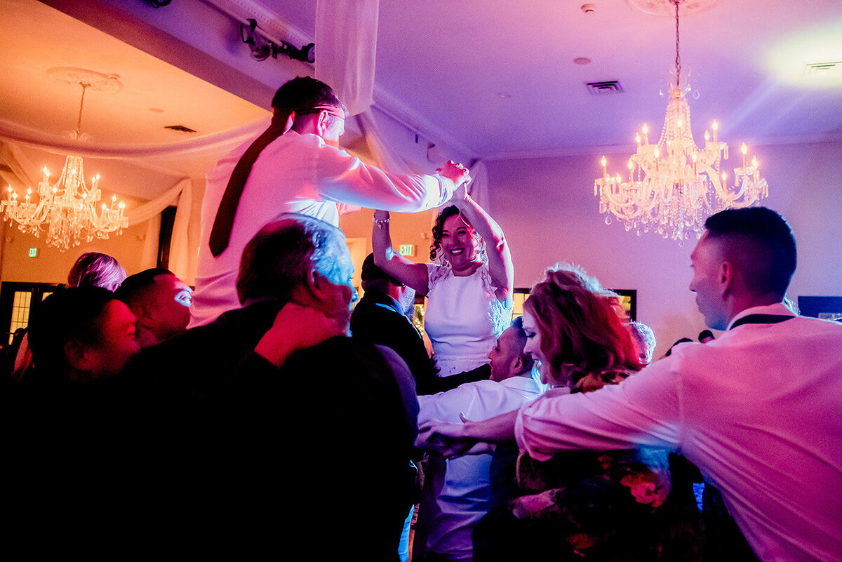 bride and groom dancing