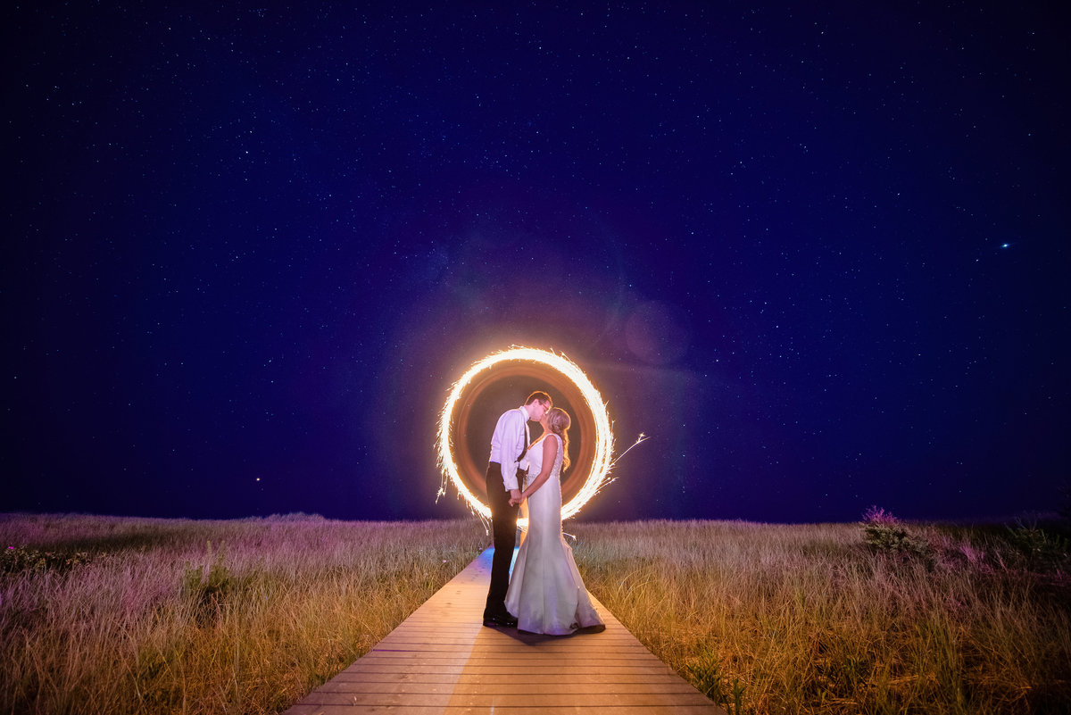 Sparkler night photo at Oceanbleu