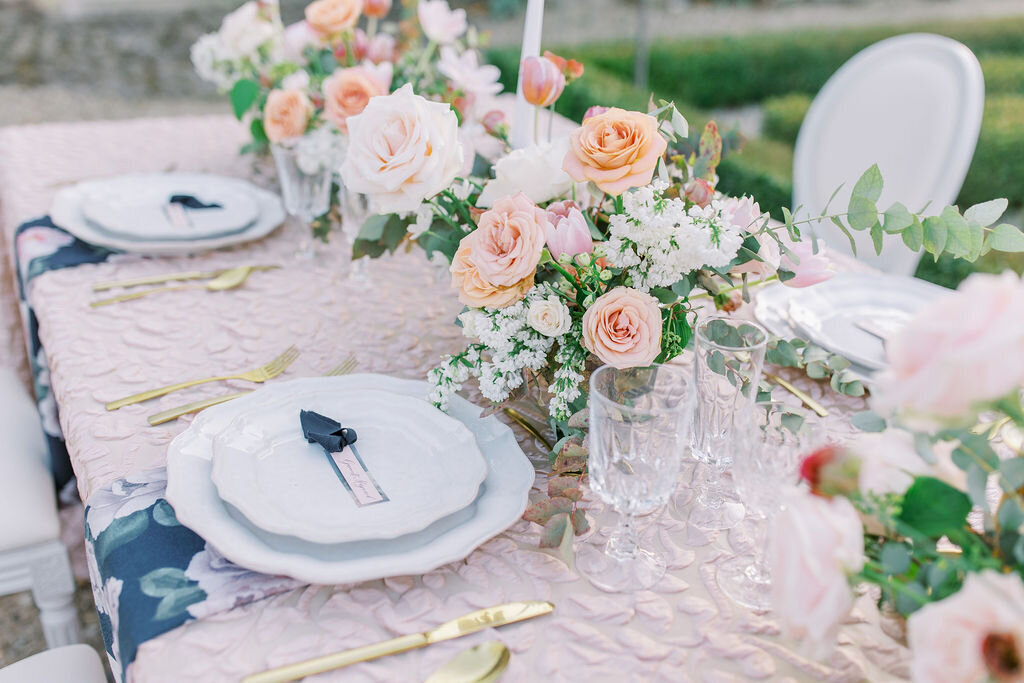 French chateau fairytale wedding in blush with a marchesa ombre bridal gown - Veronique Lorre luxury florist - Katie Trauffer Photography22