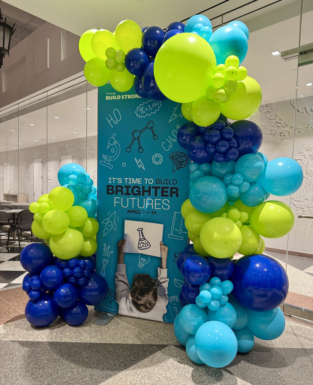 blue, teal, lime green balloons