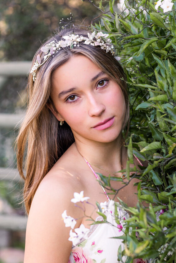 teen girl in tiara with jasmine