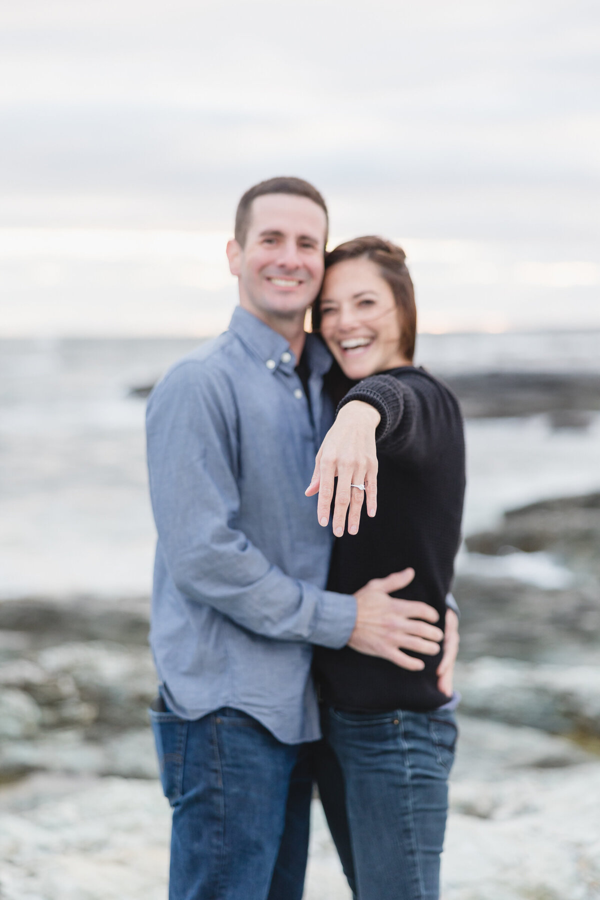 Couple gets engaged on the cliff walk in Newport