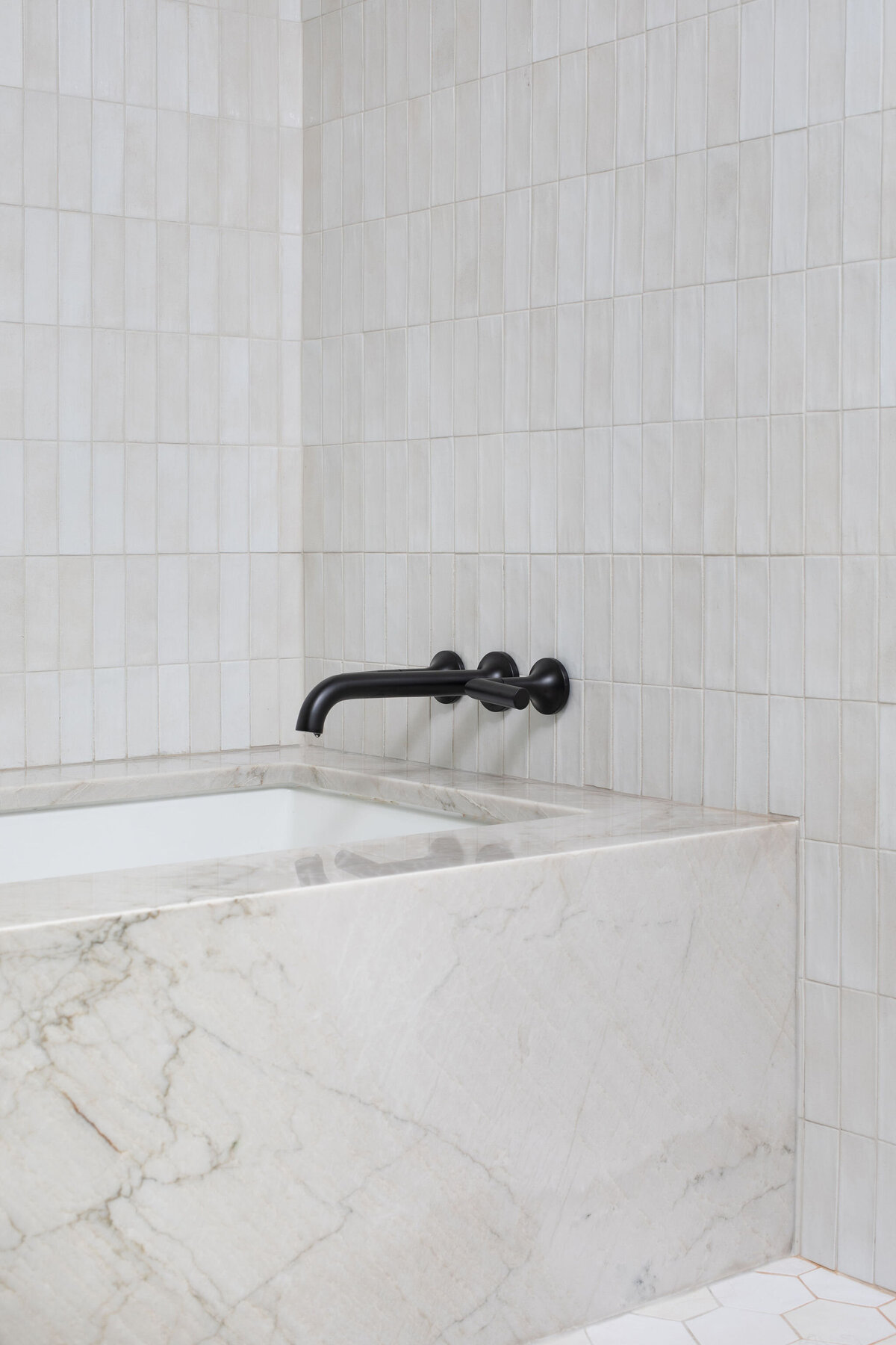 Hello Home modern bathroom remodel neutral wood and tile 7
