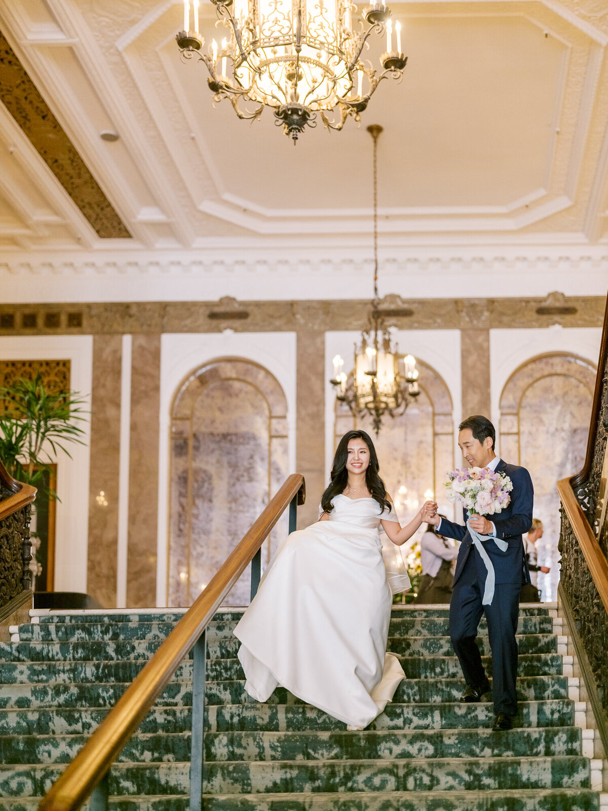 Bride groom wedding portraits Beacon Grand San Francisco luxury hotel wedding photographer