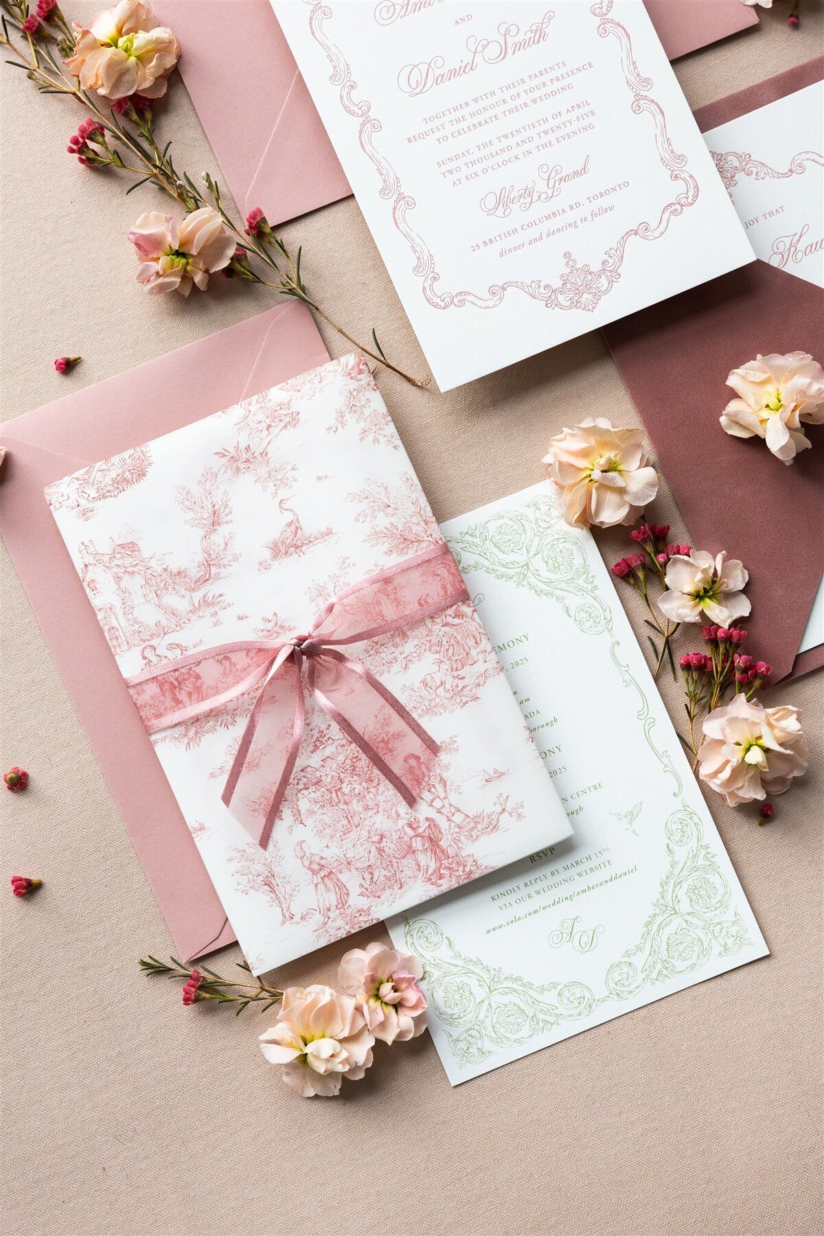 G Designers Letterpress Blush Wedding Invitation 6