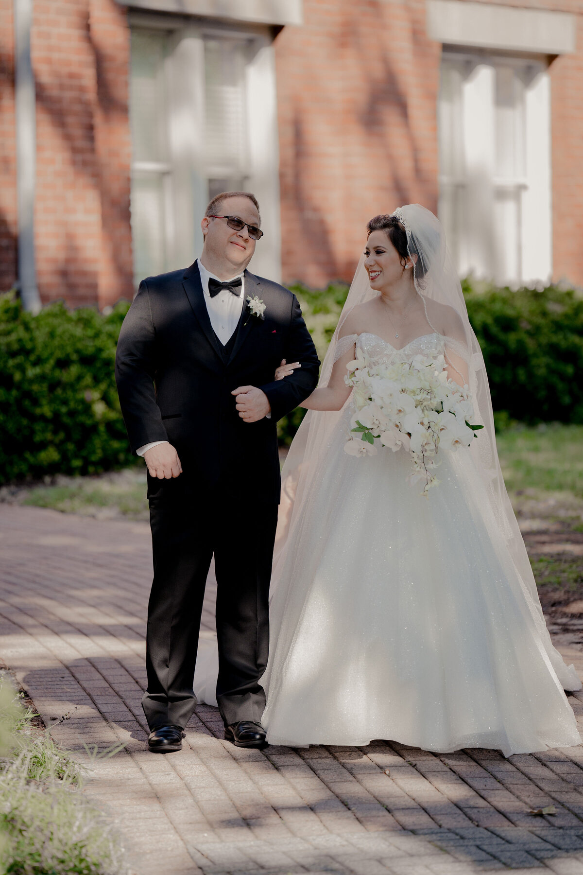 Marie + Tyler Elegant Disney weddings---  10 ---Bride with her Bio dad waiting to walk 1- 1