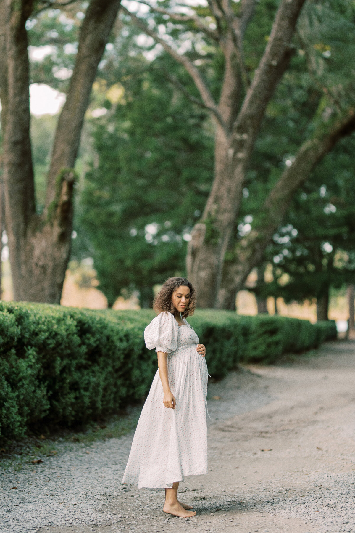 Maternity White Floral Dress-3