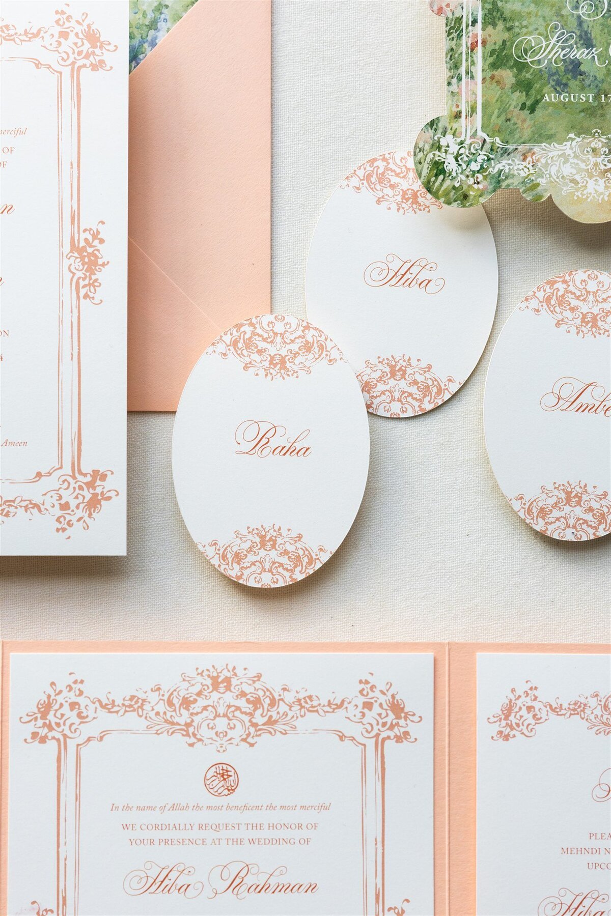 Peach Pocket-fold Wedding Invitation 11