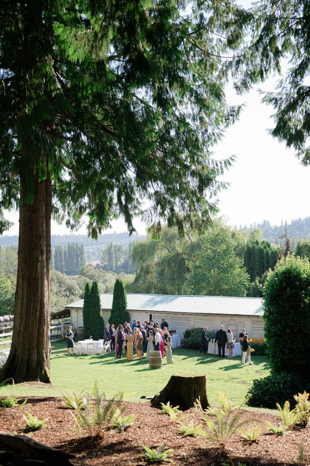 Guest enjoying the cocktail hour at the cocktail lawn in chateau lill