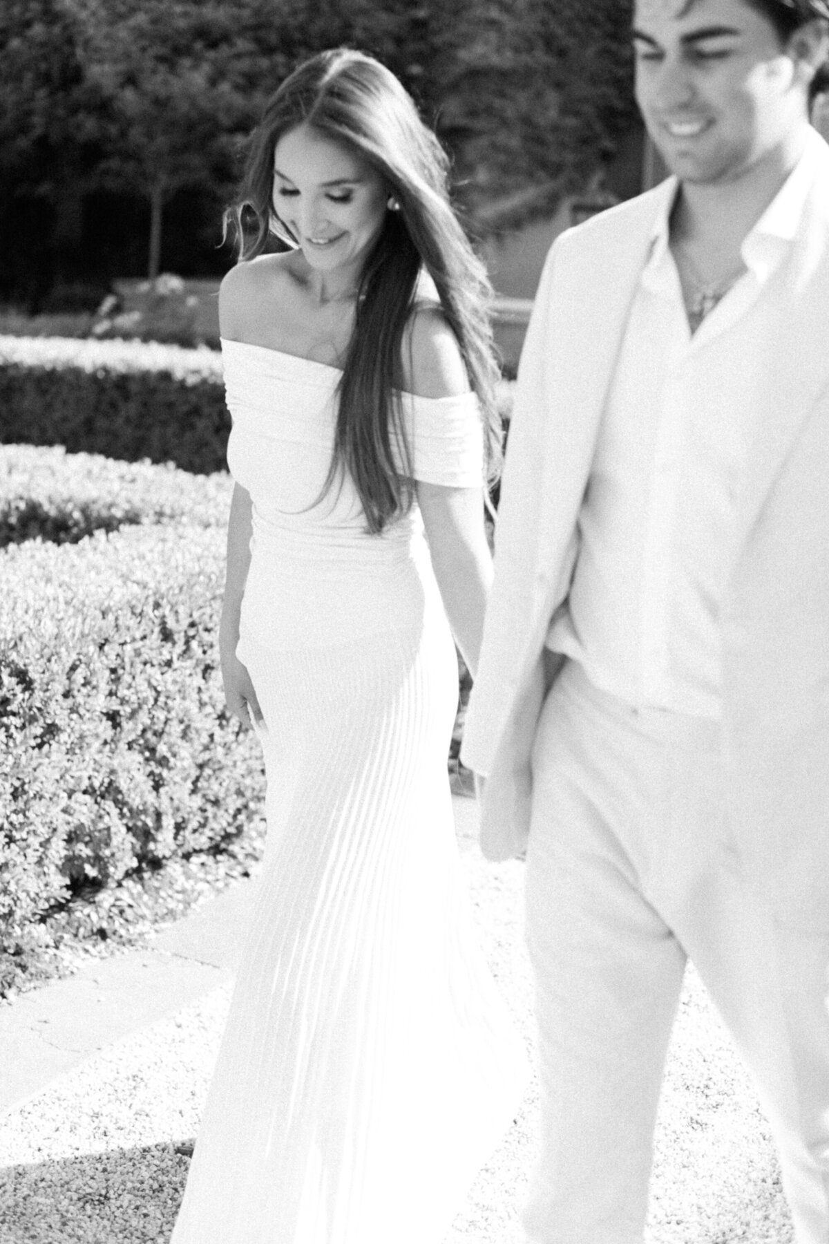 bride and groom walking