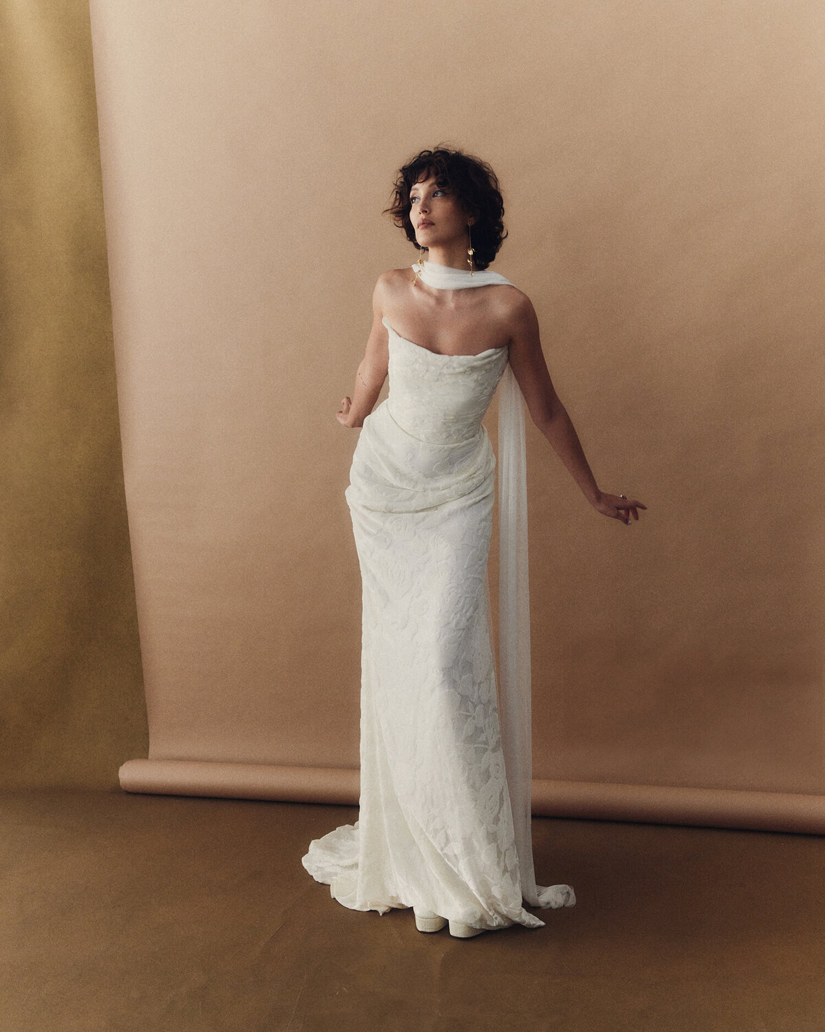 Wedding gowns with scarves
