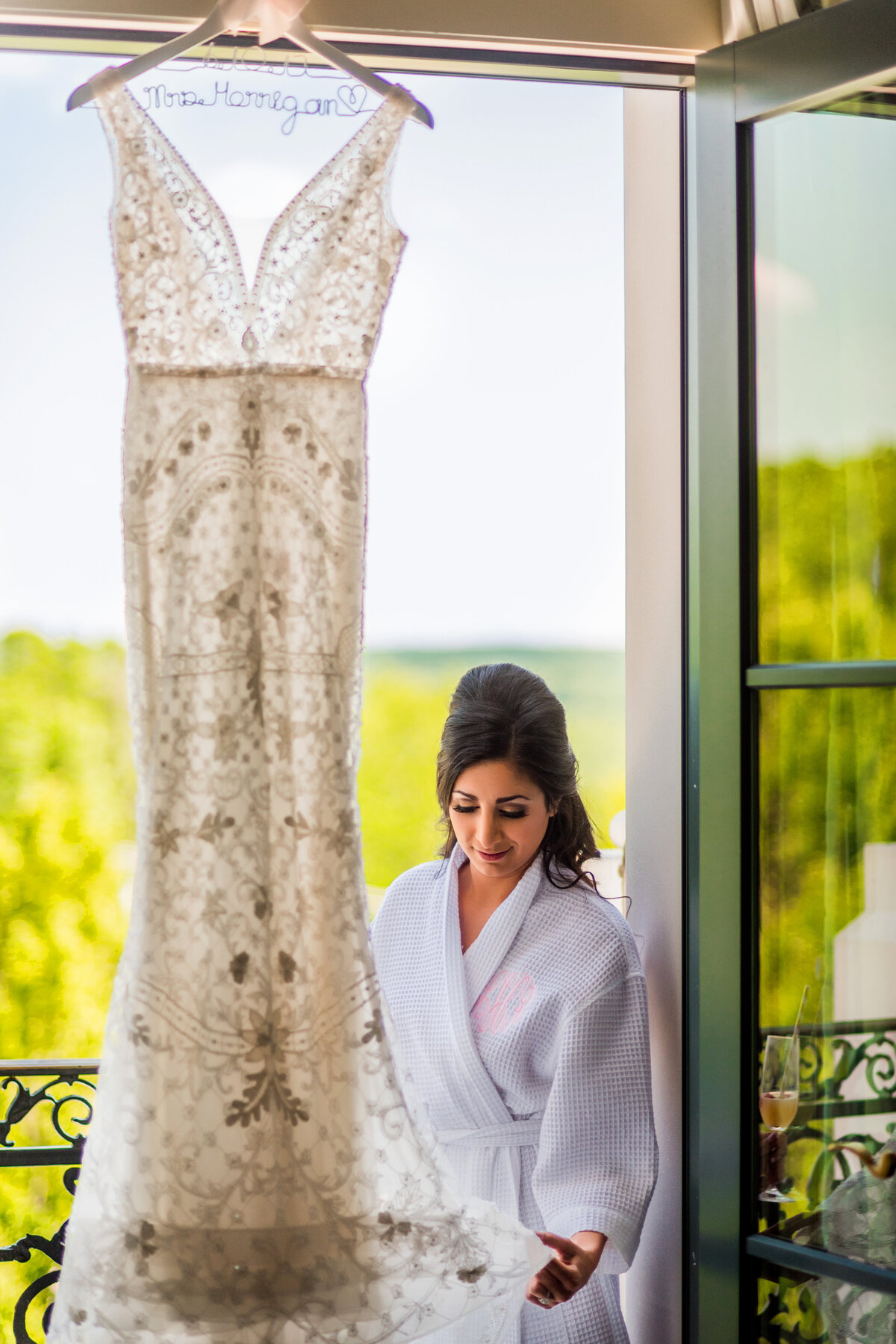 bride getting ready at the chateau of nemacolin resort