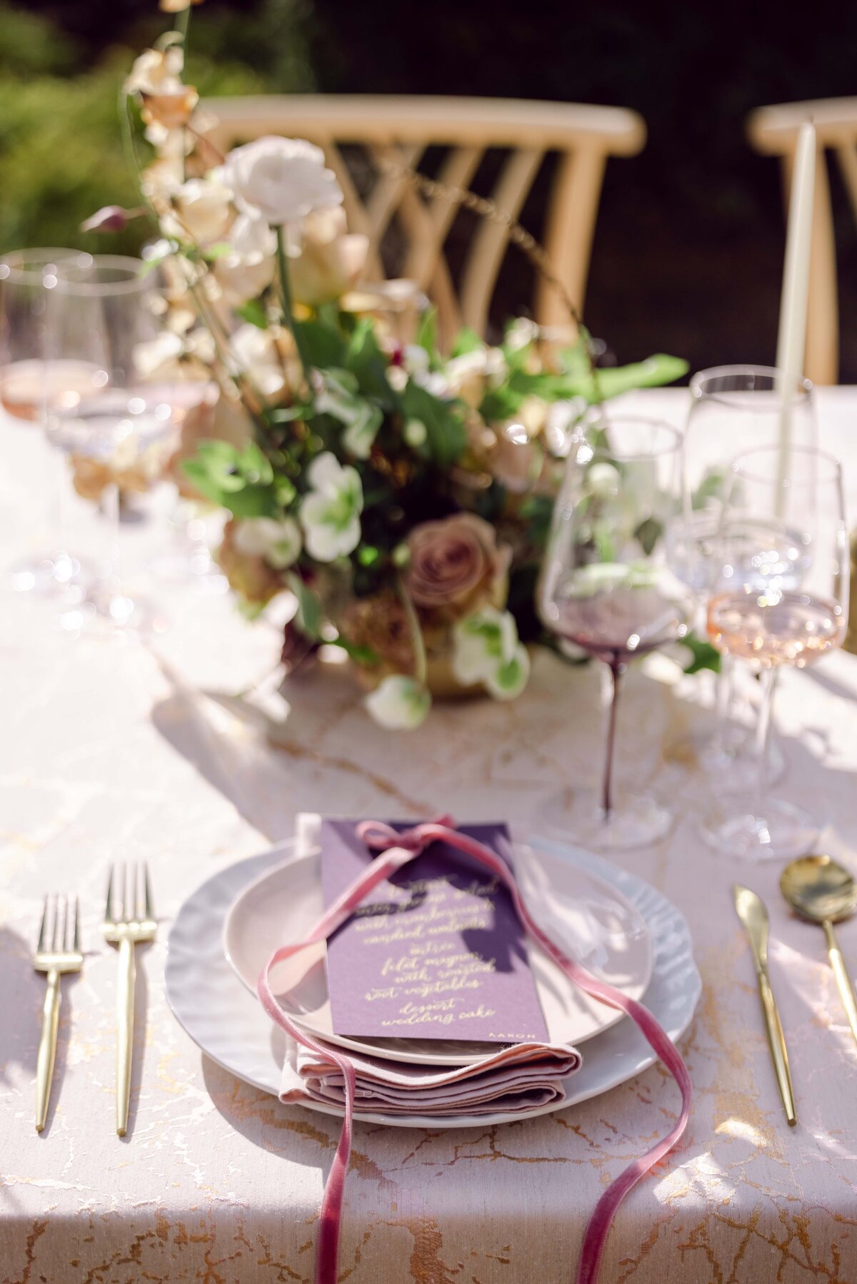 Table decor shot at a wedding