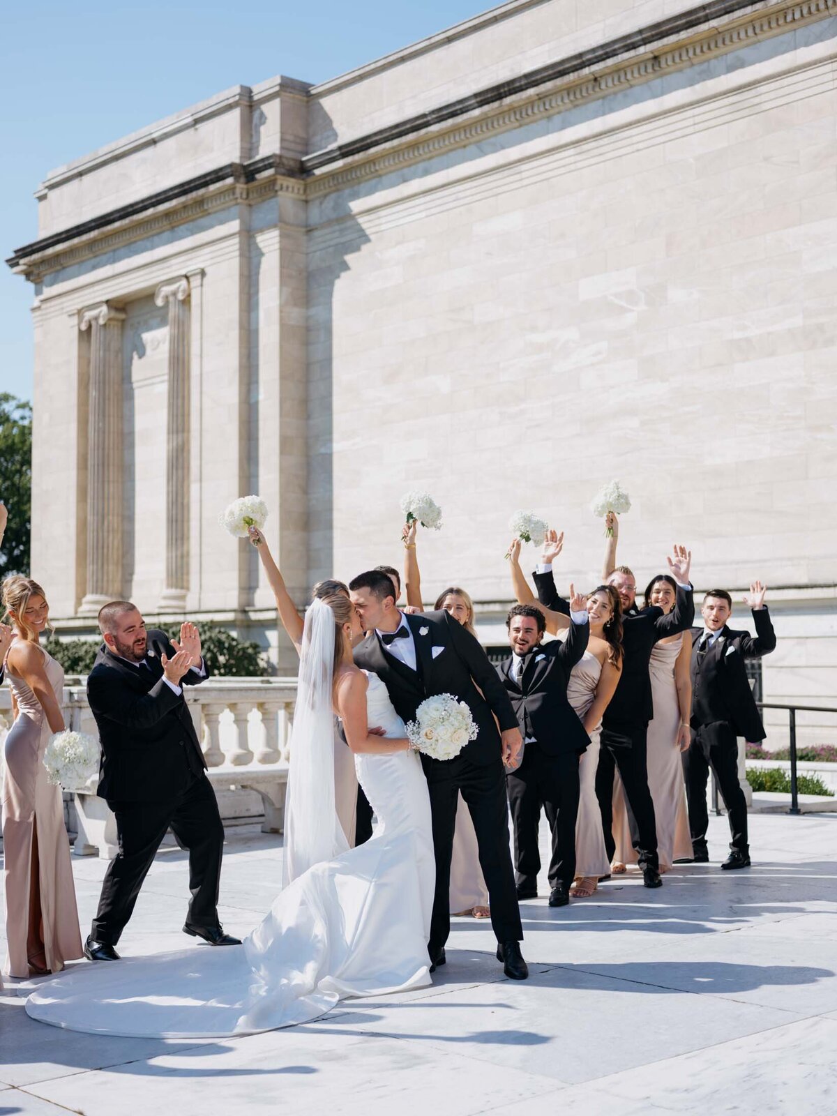 Wedding day portraits at the Cleveland Art Museum