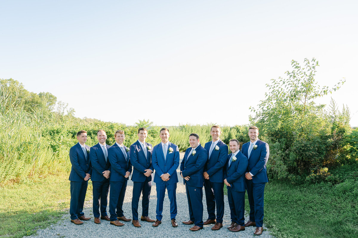 Outdoor Wedding Photos with large bridal party