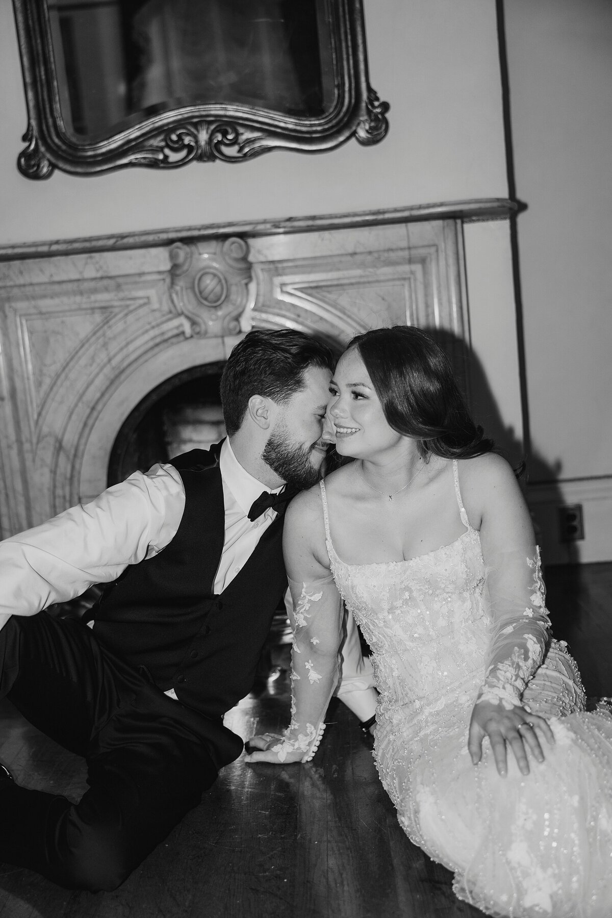 Newlyweds classic black and white photo