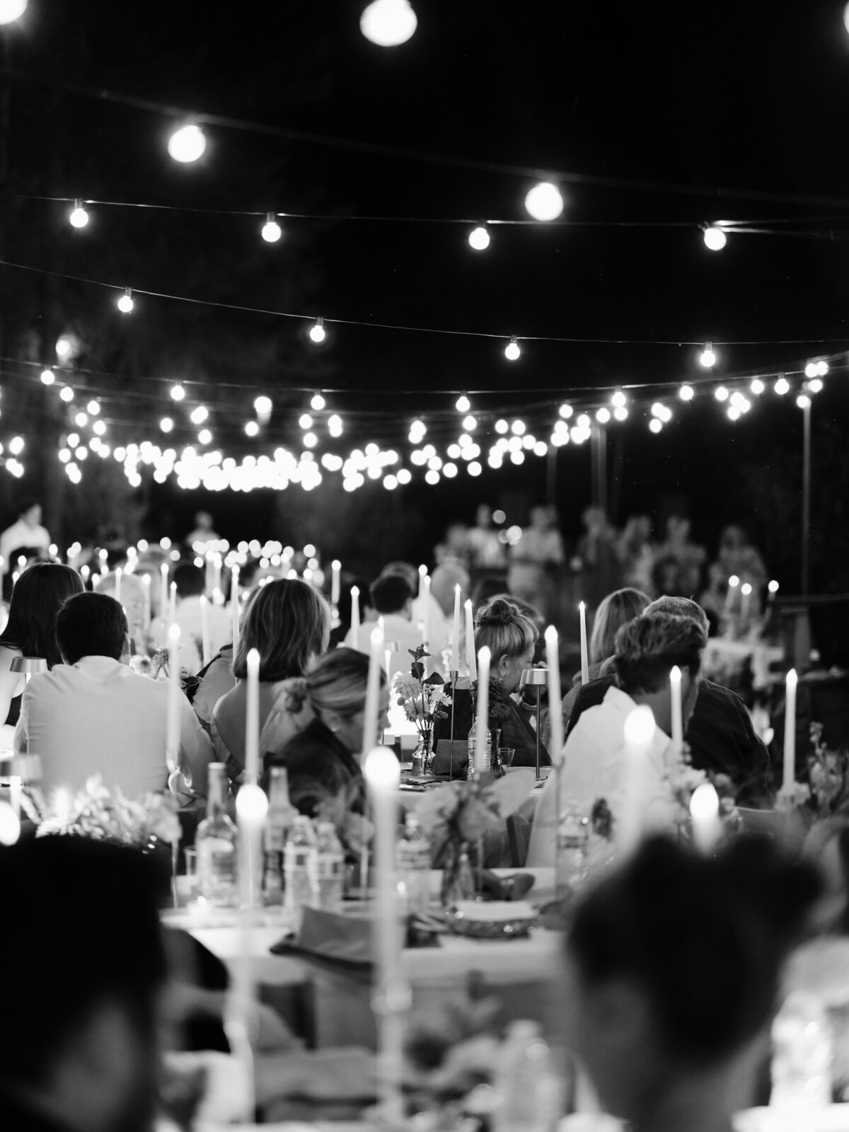 wedding reception tables with candles
