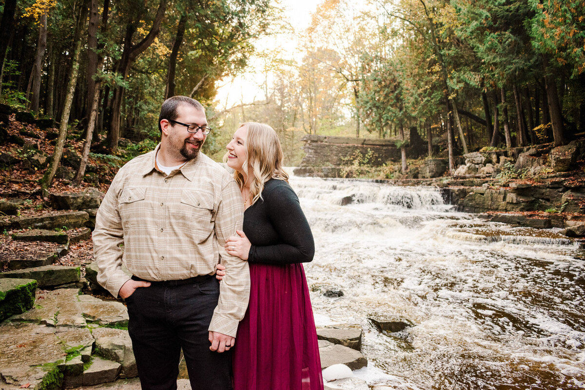 Milwaukee based photographer, Milwaukee wedding photographer, wisconsin weddings, engagement session, engagement couple session, waterfall session, wisconsin destination, destination photography, waterfall photography, couples photography session