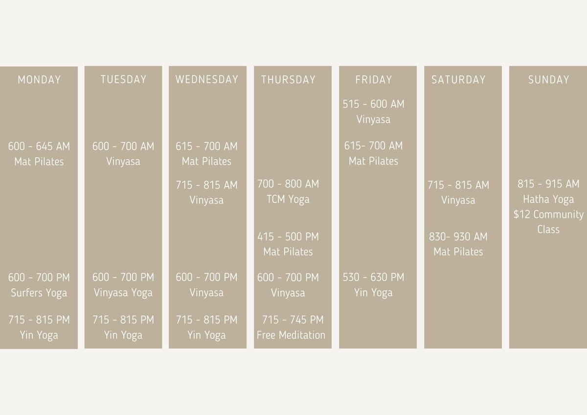 Our Currumbin Class Time Table Find Your Natural Rhythm!