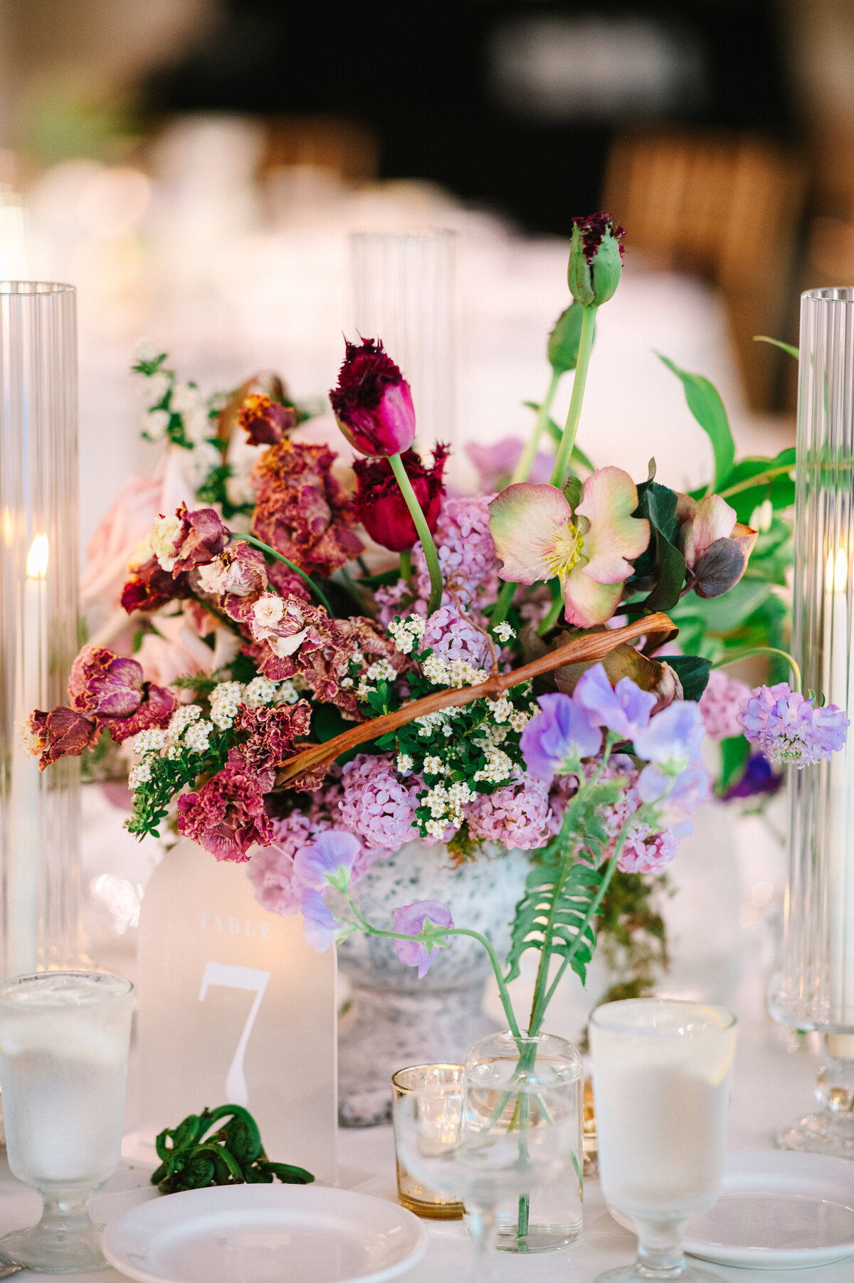 Purple flowers in a vase