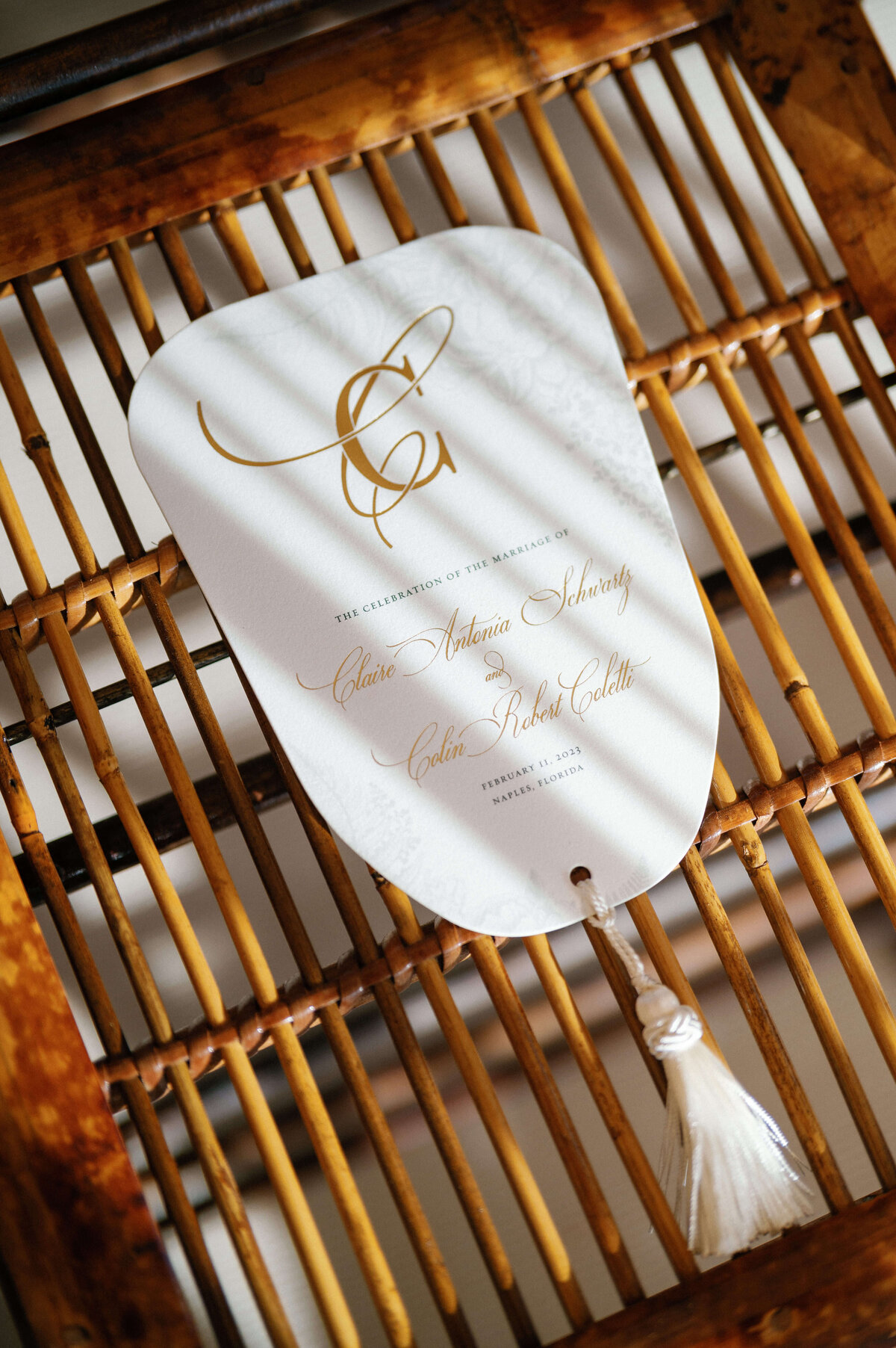 18.Wedding Program Fan with Gold Monogram - Poeme Stationery.