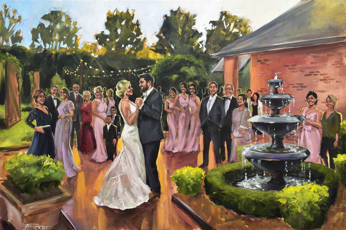 live wedding painting at outdoor Wedding Venue in Marrero, LA