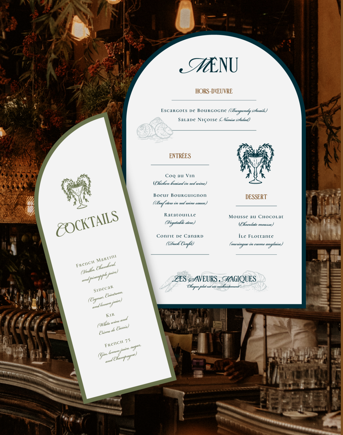 Food and Cocktail menu