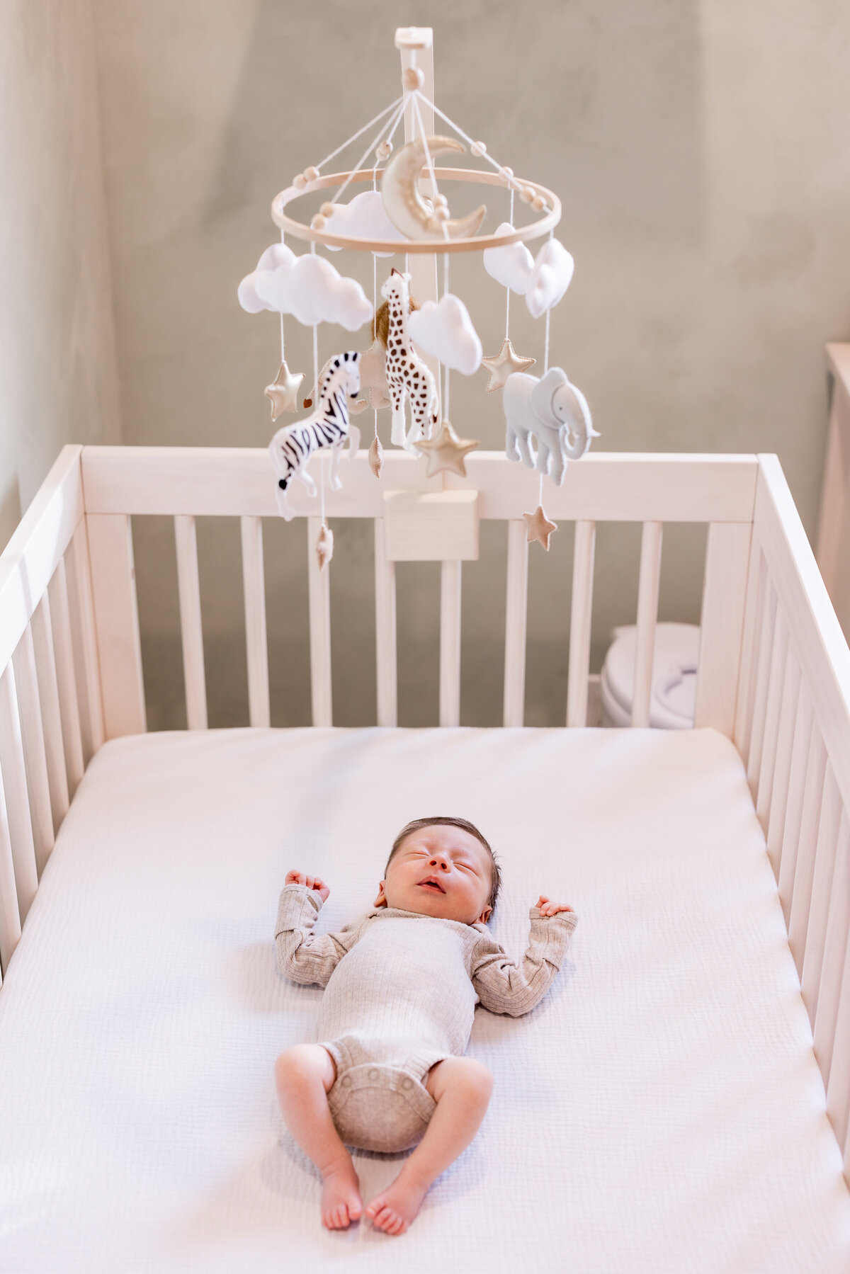 in home newborn photo in crib