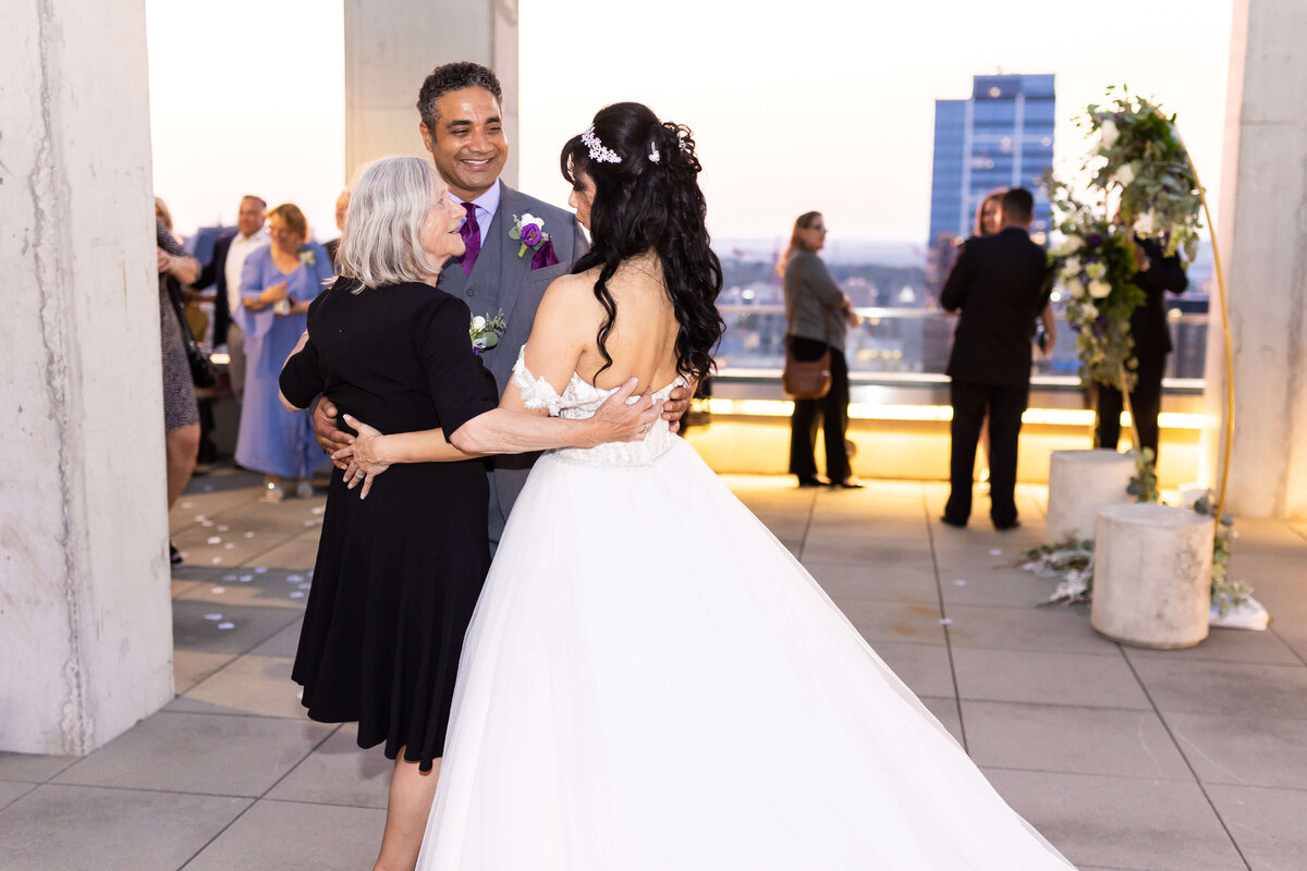 Bride and groom first dance on the rooftop at The Aertson hotel, Nashville