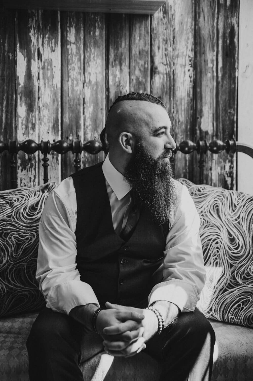 Groom wears viking hairstyle for his summer wedding in Ohio,