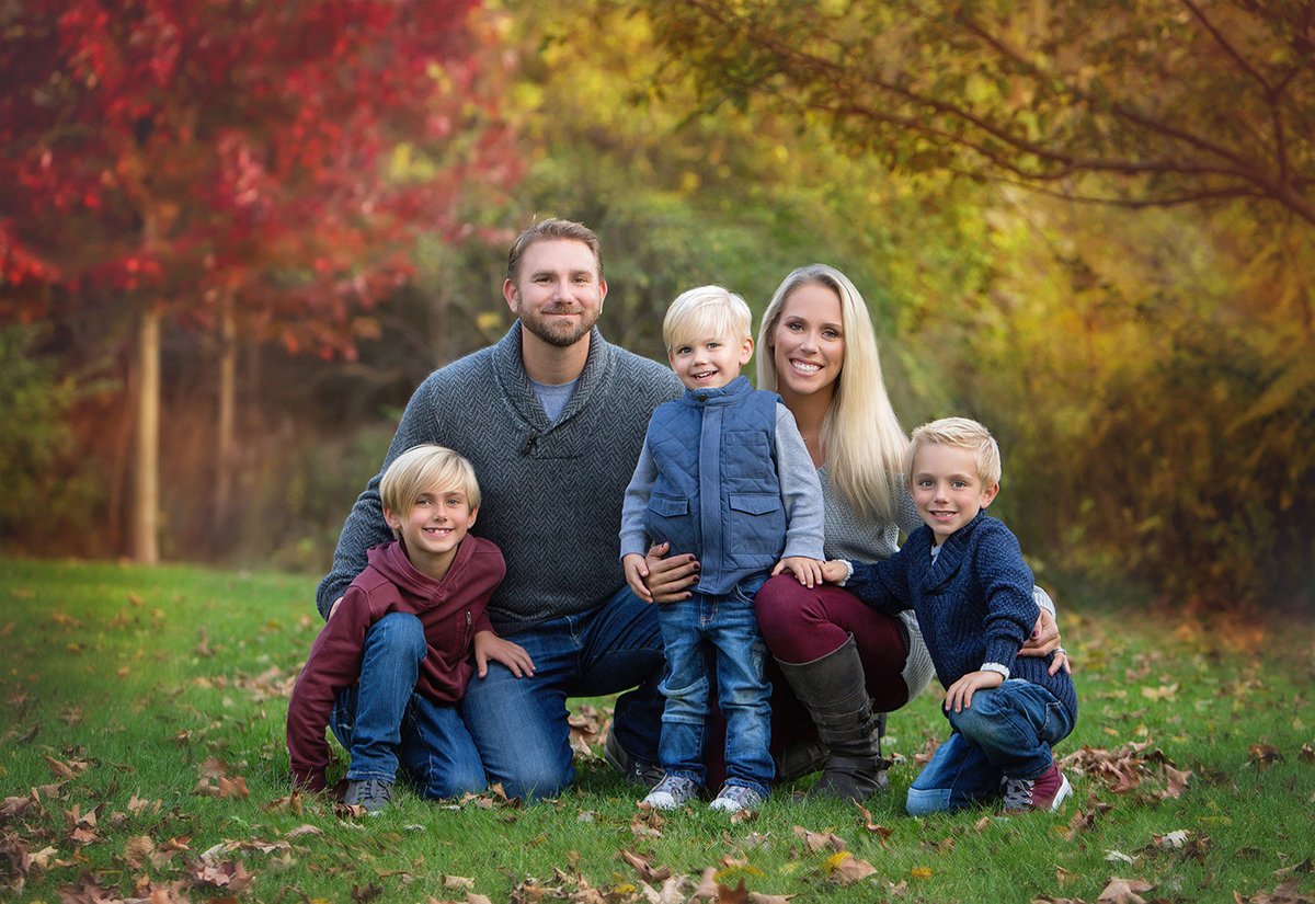 A family in long grove with fall color.