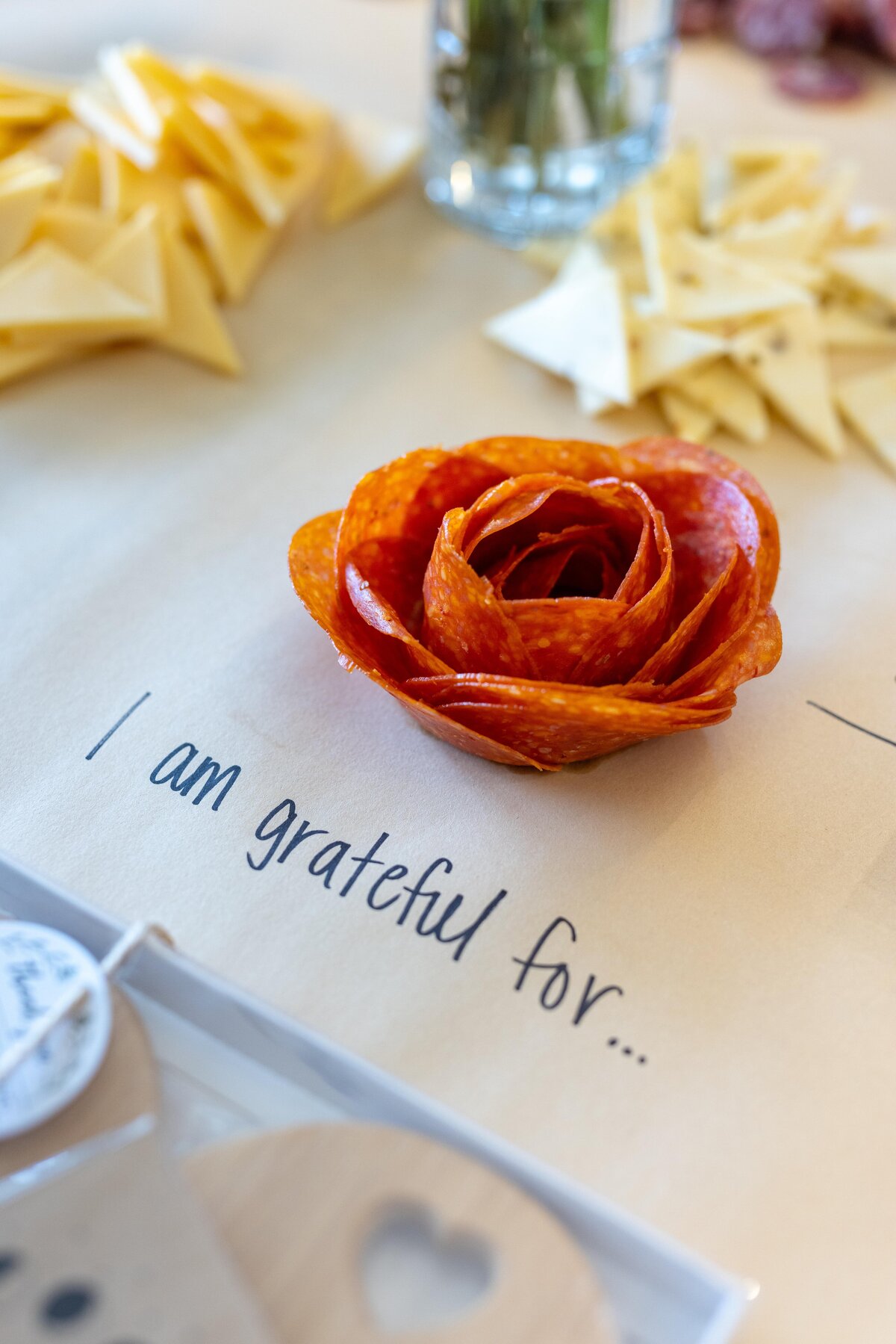 rose made of pepperoni