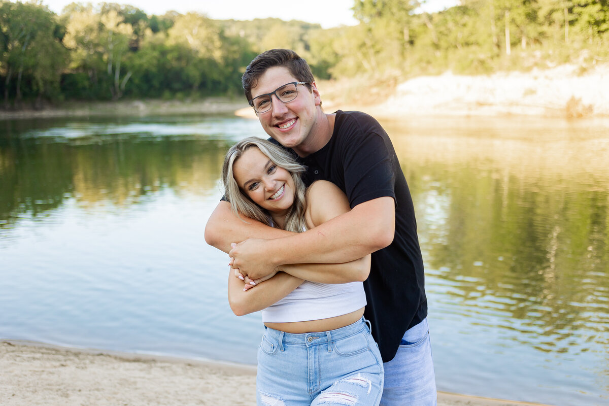 Romantic 'Beach Side Love' engagement photo captured by Style & Grace Photography in St. Louis, MO, featuring the couple’s love and connection by the water.