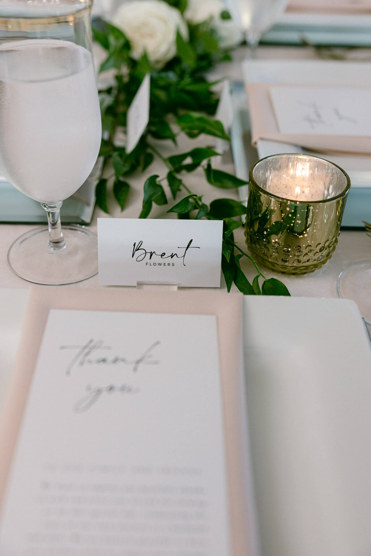 A wedding photo of the couples dinner menu