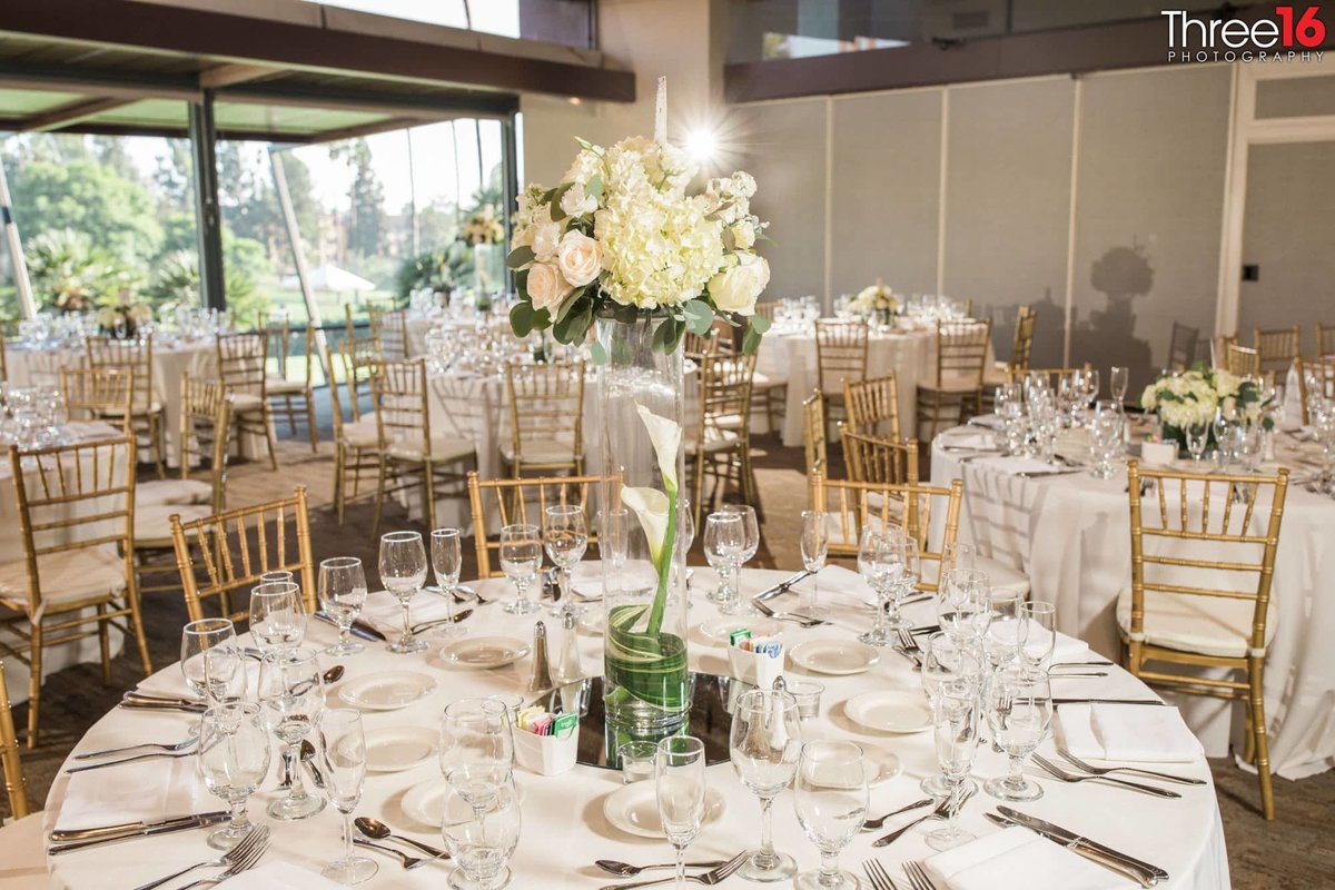 Tustin Ranch Golf Course wedding reception table setup