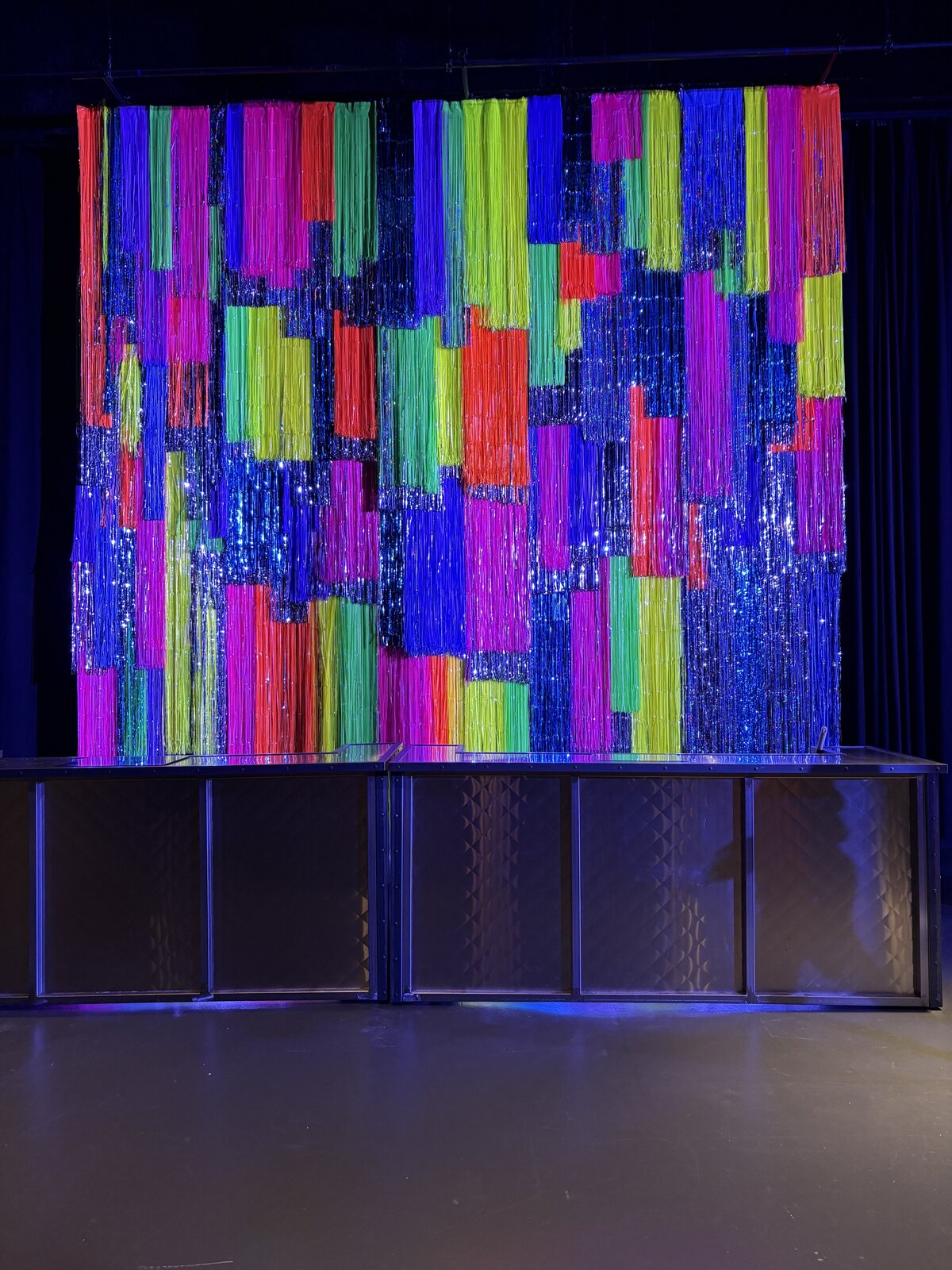 neon fringe wall by Sarahs Celebrations