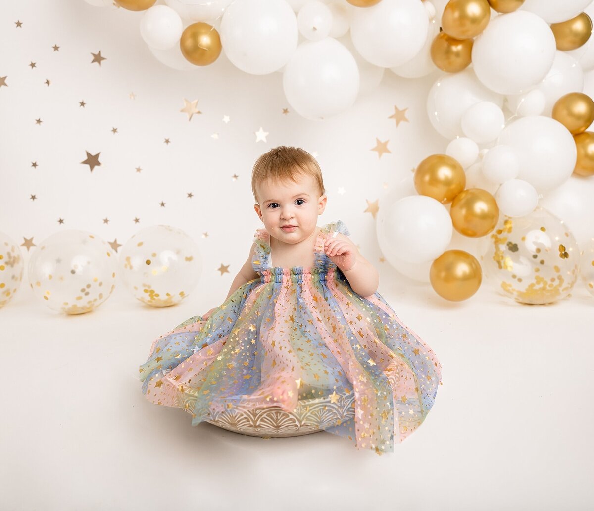 first birthday session for baby girl in portland studio