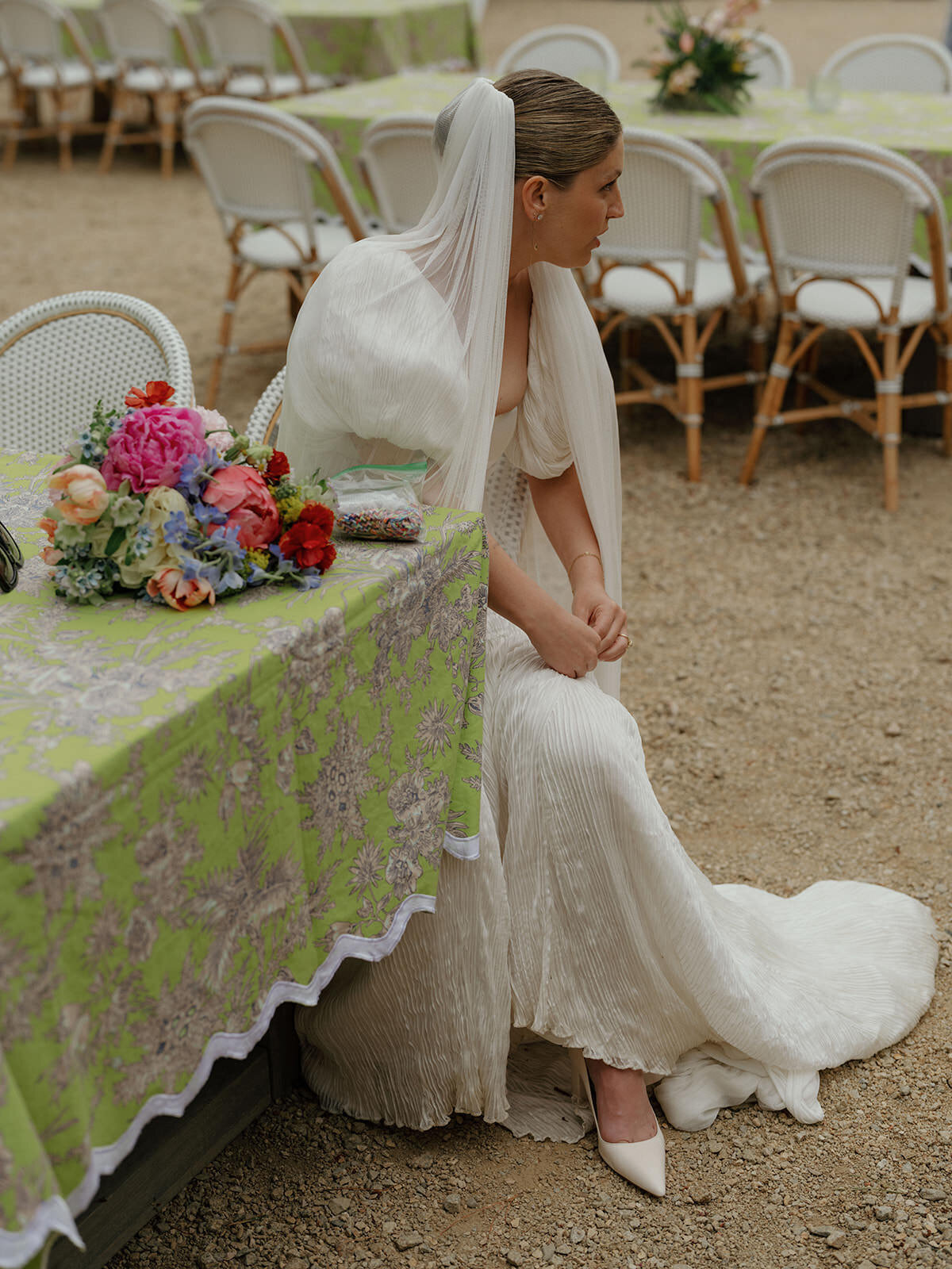 Retro motel chic wedding ceremony at Bodega Los Alamos - 56