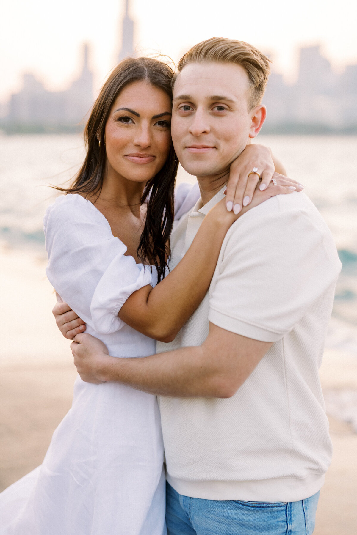 Sunset Engagement Photo at Chicago's Museum Campus