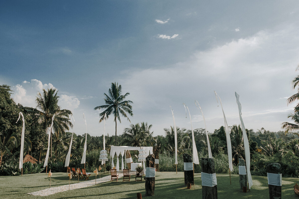 View of a ceremony set up in Ubud, Bali
